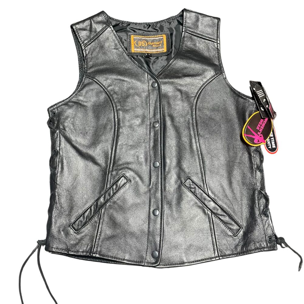 Daniel Smart Leather Motorcycle Vest – Size Large – Biker Riding Gear